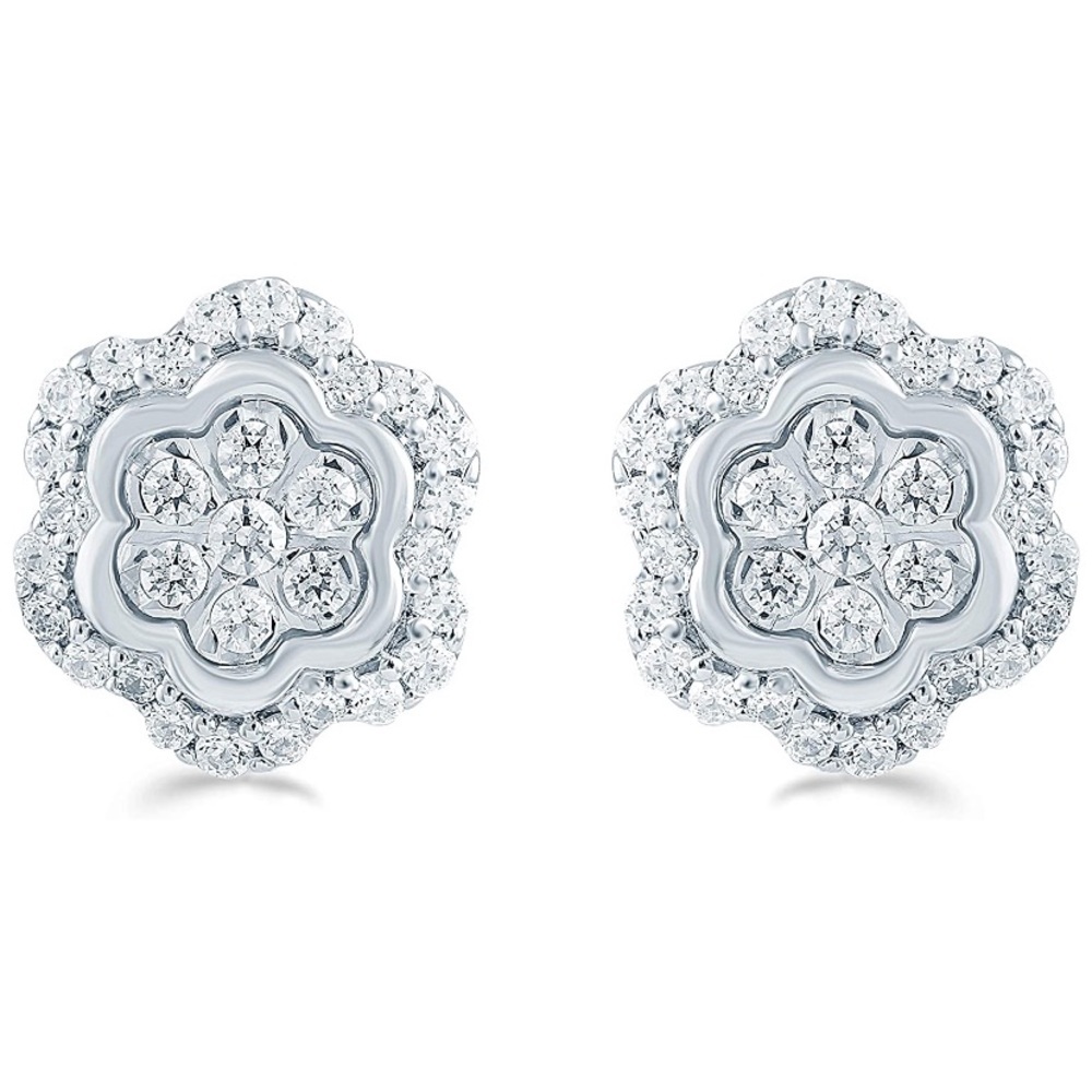 14k  1/2 ct Diamond Cluster Earrings